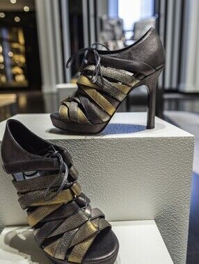 Bruno Frisoni Peep Toe Heeled Sandals Made In Italy Women's Sz Eu 37